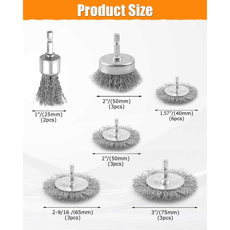WENHUALI Wire Brush for Drill Set, 20 PCS Wire Wheel