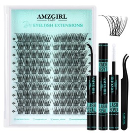 Eyelash Cluster Kit 100pcs DIY Wispy C Curl Individual Natural Eyelash Extension Kit with Lash Bond and Seal, Eyelash Tweezers (Sunup)