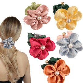 Flower pearl scrunchie Hair Band Large Intestine Hair Rope Ponytail Rubber Elastics Hair Ties for Women Hair Decorative Accessories