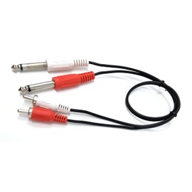 DRUT 50cm short Twin 6.35mm MONO Jack Plugs to 2 x RCA Phono Plugs OFC Audio Cable Male to Male Lead 1.6ft