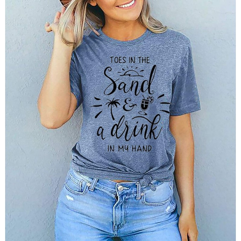 Womens Hawaiian Beach T Shirts Summer Vacation Casual Funny Shirts