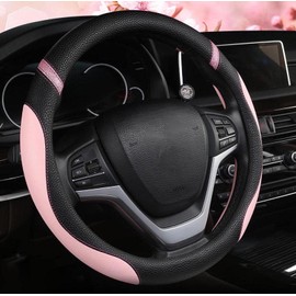 Fashion Women Leather Car Steering Wheel Cover 15"(38cm) Breathable Anti Slip Universal fit Auto Universal Steering Wheel Covers (Purple)