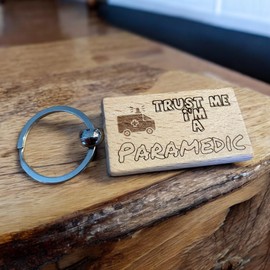 Ashton and Finch Paramedic Keyring Gift – Wooden Laser Engraved Key Ring Keychain
