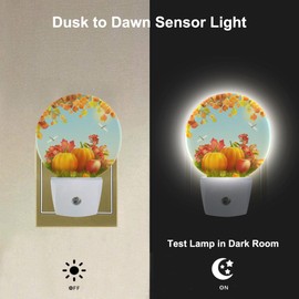 Uanvaha Plug in Autumn Night Light Thanksgiving Harvest Grass Fallen Maple Leaves Dragonfly Nightlights Auto On/Off Dusk to Dawn Night Lamps for Home Bedroom Living Room Bathroom, LEDLAMP3001