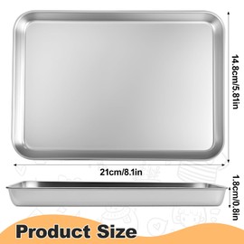 Dyrfolm 6 Pcs Baking Sheet Stainless Steel, 8''L x 5''W Small Cookie Sheets for Baking, Metal Sheet Pans, Small Baking Sheets for Oven Kitchen, Smooth Polished
