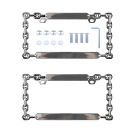 UpAuto 2PCS Car License Plate Frame American Standard License Plate Holder, Car License Plate Covers with Screws & Tools (Chain, 12.65 * 6.5 * 3.85)