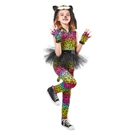 Rubies Girl's Forum Neon Leopard Costume for Themed Parties and Halloween, As Shown, Medium