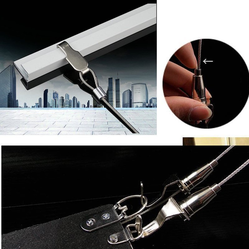 10 Pack - Picture Rail Hanging System, Silver Molding Hooks