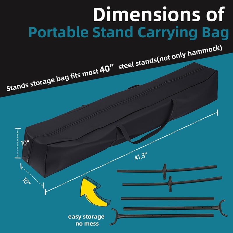 CROSSHIP Heavy-Duty Hammock Storage Bag - Black, 41.3''L x 10''W,