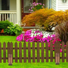 GANAZONO Garden Fence Bases Solid Wood Fence Stand Holder with Fixing Holes for Stable Lawn and Patio Yard Support 11.02X5.11X1.77 in Wood Base Kit 2 Pack