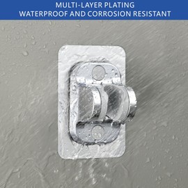 Voolan Self-Adhesive Shower Holder - Adjustable Waterproof Holder for Handheld Showerheads, Strong Adhesion, No Drilling Needed for Wall Mount (Chrome)