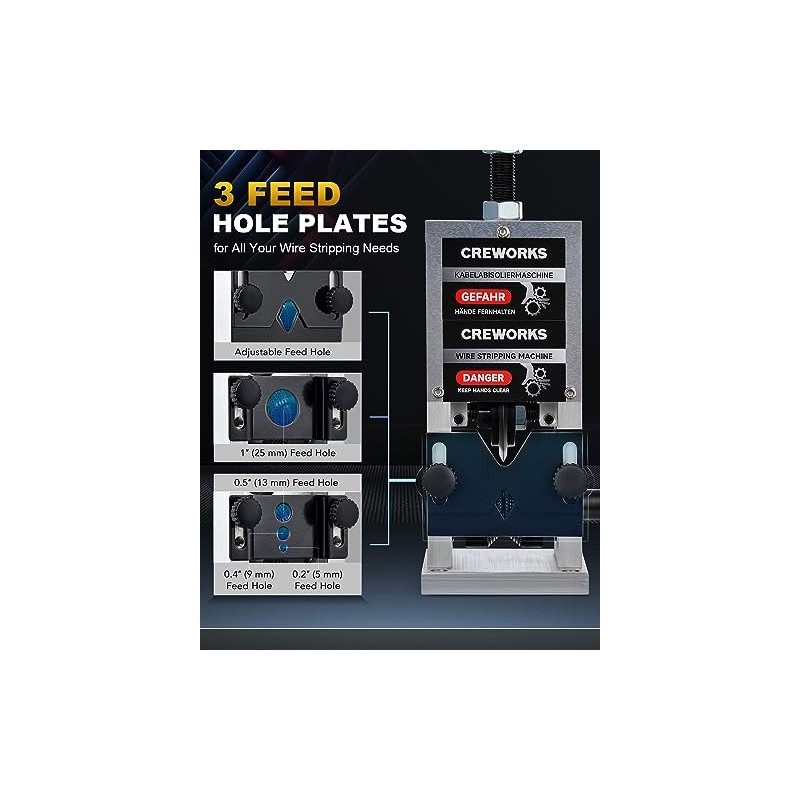 CREWORKS Máquina Pelacables Manual, Máquina Peladora de Cables de 0,06"-1",