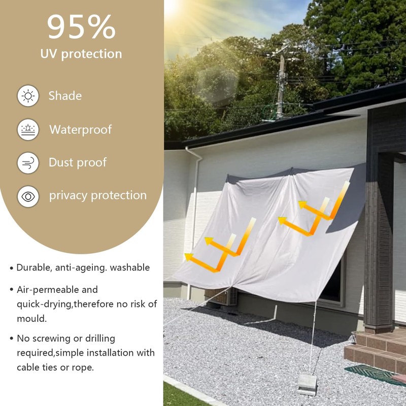 Awning Waterproof, Rectangular with Eyelets, Wind and 95% UV Protection,
