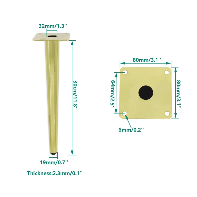 Ulifestar 4 Pack Furniture Legs, Round Tapered Furniture Feet, Heavy
