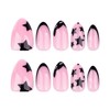 Black Star Press on Nails Medium Almond Fake Nails with