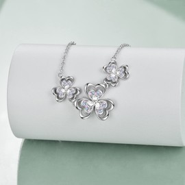 YFN Flower Necklace Sterling Silver Pendant Jewellery Gifts for Mother Daughter Couple Women Girls (Flower)