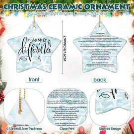 Tondiamo 8 Pcs Employee Christmas Ornaments, Christmas Employee Appreciation Gifts, Ceramic Star Shaped Xmas Tree Ornaments for Christmas Tree Hanging Decorations Coworker Staff Gift