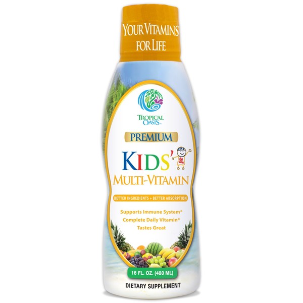 Premium Liquid Multivitamin For Kids | Sugar Free Kids Vitamins | 100% DV of 14 Vitamins for Kids | Multivitamin for Children Ages 4+ | Great Tasting, Non-GMO, Max 98% Absorption Rate- 16 oz, 32 Serv
