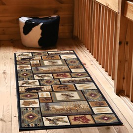 Northern Wildlife Multi-Color 3x8 Hallway Runner Rug - Kitchen Rug, Walkway, Entryway, Foyer for Lodge, Novelty, Farmhouse Style Rustic Indoor Carpet