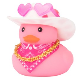 wonuu Car Dashboard West Cowboy Hat Colorful Rubber Ducks Decorations, Rubber Ducky for Car Ornament Cute Duck with Hat, Glasses, Necklace, Scarf (White)