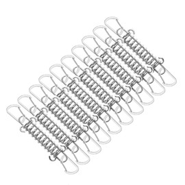 PPLWJLEF Set of 8 Stainless Steel Traction Springs Hook, Fixing Accessories for Shade Sails,Shade Sail Attachment with Grommets for Tent Outdoor Camping Hiking Travel Picnic (Silver 4x2.5cm)