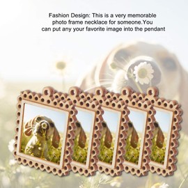 Oumefar Pack of 5 Mini Photo Frames Wooden Rectangle Setting Embossing Blank Base Small Wooden Photo Frame Keychain Trays
