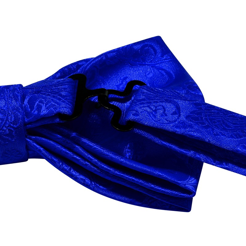 GUSLESON Mens Royal Blue Bow Tie for Wedding Pre-Tied Solid