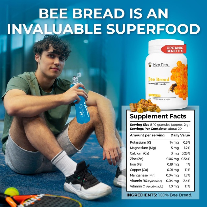 Organic Bee Bread - Natural Fermented Pollen, Multivitamin for breast