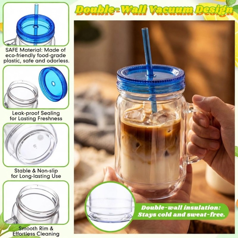 Nuenen 16 Pcs 20 oz Bulk Plastic Snowglobe Tumbler with