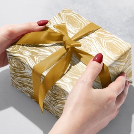 Jillson Roberts Gift Wrapping Paper, Golden Wood Grain, 6 Jumbo Rolls 10ft x 30in
