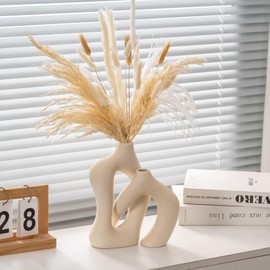 Noevay Ceramic Vase Set Modern Vase 2 Pack Minimalist Decor vase, Irregular Ceramic Vase Modern vase are Suitable for Dining Table Decor, Kitchen, Living Rooms, Bedrooms, Offices (Cream White)