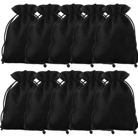 ZISUEX 50PCS Small Burlap Bags with Drawstring,5 x 7 Inch Linen Bags Black Burlap Gift Bags with Drawstring for Christmas Wedding Party and DIY Craft Candy Packing