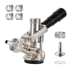 Keg Coupler - Sankey D System Beer Keg Tap Dispenser, Kegerator Tap for ID 5/16" Hose, Kegerator Replacement Parts with Stainless Steel Probe & 4 Hose Clamps, Kegerator Accessories for Home Bar
