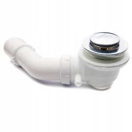 AquaParts Universal Siphon with Bath Plug | Chrome | Drain Plug | Drain Plug | for Paddling Pools, Bathtub | Prevents Clogging & Odours