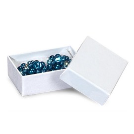 Pack of 100, Solid 2 X 1.5 X 0.5" White Swirl Jewelry Box w/Non-Tarnish Cotton For Small Items Such As Earrings Or Large Items Such As Silverware