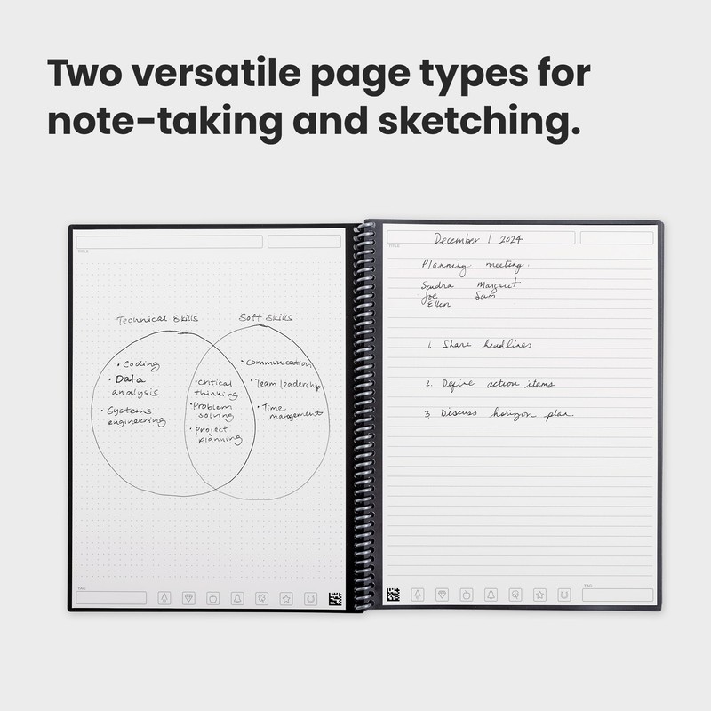 Rocketbook Fusion Reusable Undated Productivity Planner, Letter Size 8.5x11, Gray