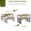 Vecelo 3Pcs Kitchen Dinning Table and Benches Set For 4-6,