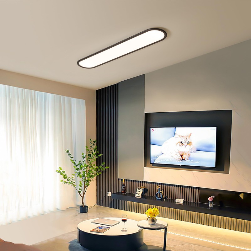 Ganeed Modern Linear Ceiling Lights,48W Dimmable LED Ceiling Lamp, High