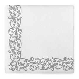 Mank Airlaid Napkins 40 x 40 cm, Wedding Napkins Perfect for Catering, Fabric-Like and Absorbent, Pack of 50 Rob (Silver)