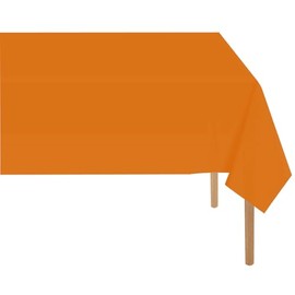 RCFFDL Orange Plastic Tablecloth (2 Pack), 54 x 108 inch Dining Table Cover for Rectangle Table, Orange Disposable Tablecloths for Decor Parties, Birthday, Bridal Shower, Wedding