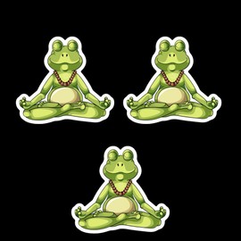 Phone Stickers (3) Mini Frog Stickers | 1" Meditating Frog Decals | Awesome Durable Vinyl | Phones, laptops, Water Bottles and More