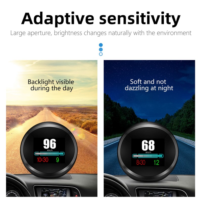 Digital HUD OBD2 GPS Mode with Inclinometer Compass Speed RPM