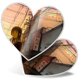 2 x Heart Stickers 15 cm - Japanese Anime Girl Cartoon Japan Fun Decals for Laptops,Tablets,Luggage,Scrap Booking,Fridges, #45429