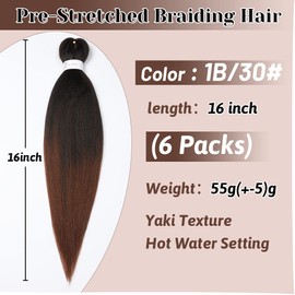 Braiding Hair Extensions 16 Inch Pre stretched Braiding Hair Hot Water Setting Synthetic Hair