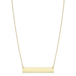 Kooljewelry 10k Yellow Gold 1.5" Polished Bar Necklace (18 inch)