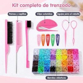 11 Set Accesorios para el Cabello para Niños Pequeños de 32 Colores, 1800 Mini Bandas,Gomas de Pelo Colores en Caja,de Portátil,Adecuado la Escuela Diaria, Fiestas, Celebraciones Navideñas