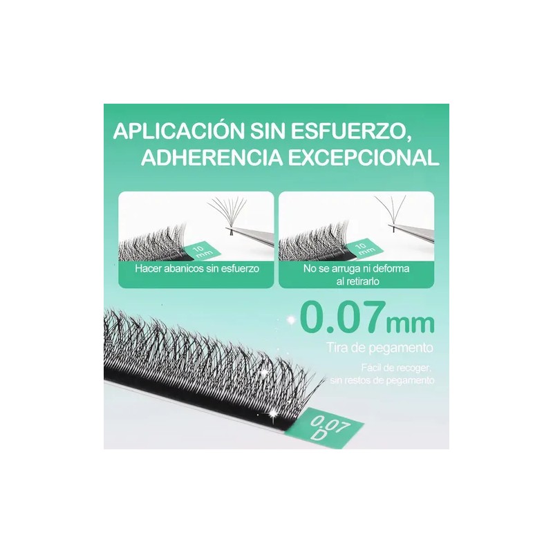 Extensiones De Pestañas 3D In W, 8–15 mm, Naturales y