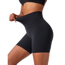 VOENXE Women High Waisted Yoga Short,Stretch Soft Breathable Spandex Scrunch Butt Booty Short,Tummy Control Biker Workout Gym Running Legging for Fitness Athletics Cycling,2 Pack