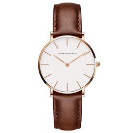 Hannah Martin Women's Watch, Stylish, Classic, Simple, Business Watch, Japanese Quartz, Genuine Leather Band, Watch for Women, Black