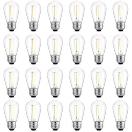 Meconard - Paquete de 24 bombillas LED de 1 W, de plstico S14, inastillables, estilo clsico, de repuesto de 1 W, 2200 K, impermeables, color blanco...